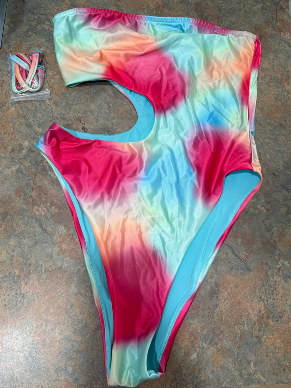H&M Turquoise and Pink Tie-Dye One-Piece Swimsuit